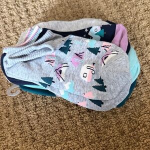 Women’s No-Show Socks - Camper & Trees Pattern in Gray, Teal, Pink